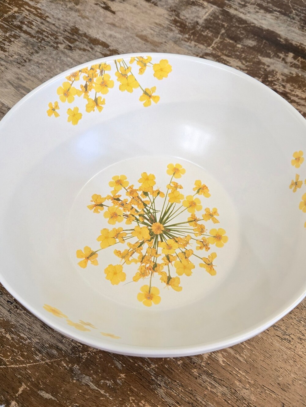 Bee & Willow Floral Bowl Floral Serveware Bowl White & Yellow